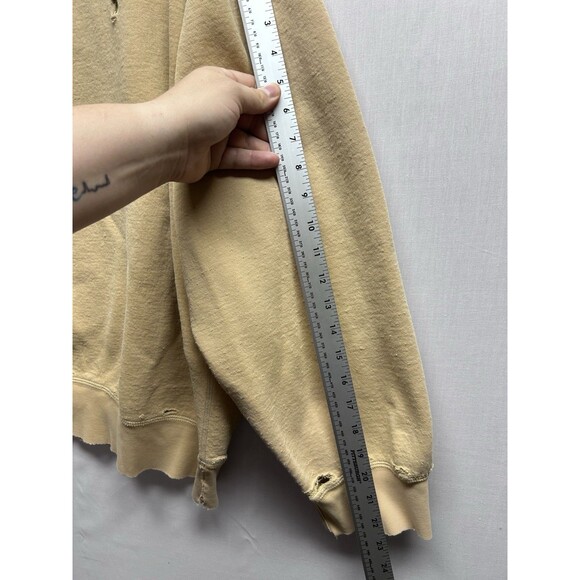 Vintage Distressed 90's Polo Ralph Lauren Tan Beige Crewneck Sweatshirt XXL - Picture 8 of 11